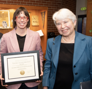 Ann Cleaveland and UC Berkeley Chancellor Carol Christ 