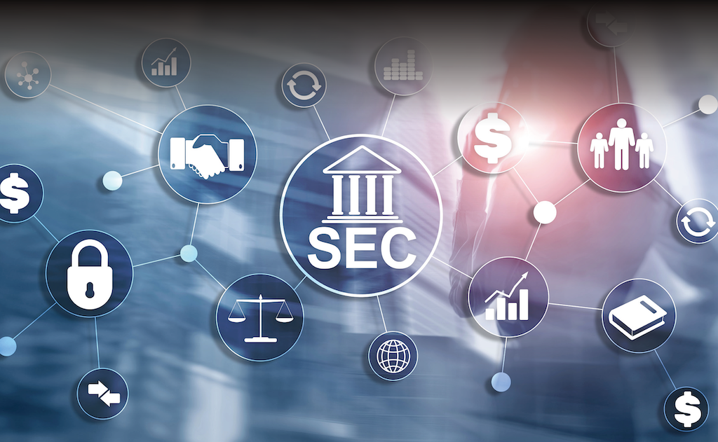 cover image of the report, featuring symbols like dollar signs, padlocks, and the SEC