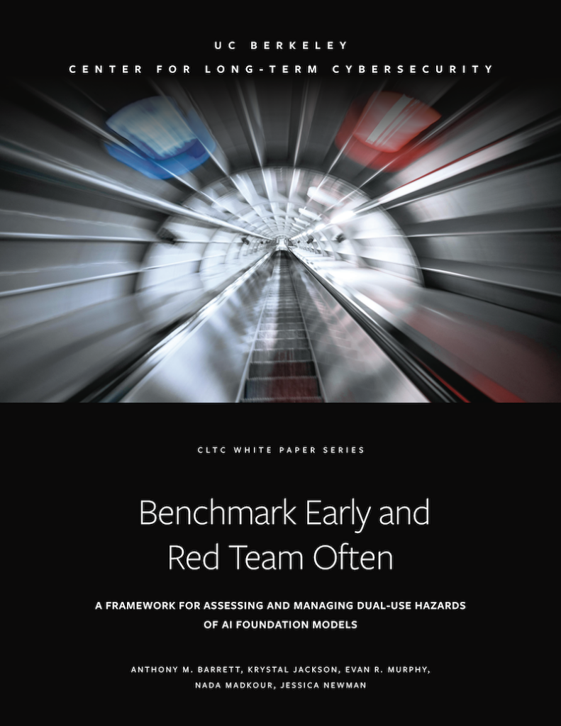cover of report "benchmark early and red team often," showing a blurred tunnel