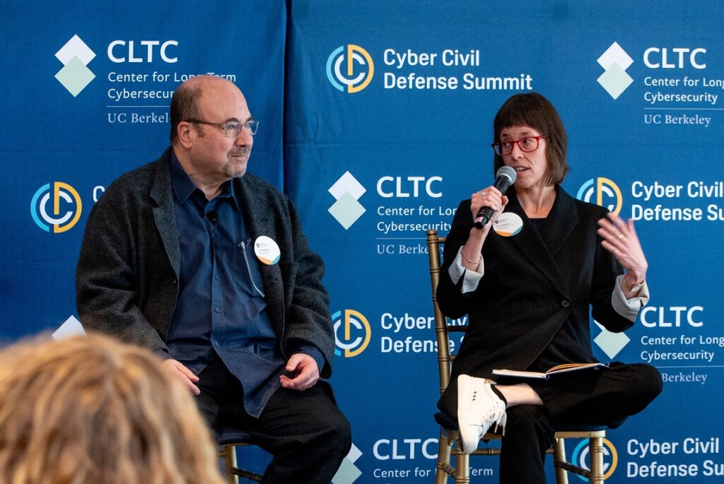 Craig Newmark and Ann Cleaveland at the 2024 Cyber Civil Defense Summit