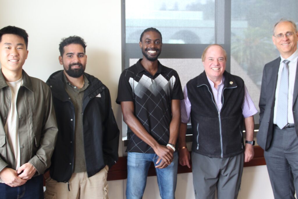 From left to right: Marlon Fu, Francisco Laplace, and Marsalis Gibson (all members of the UC Berkeley student research team); Tim Mather, founder of the Cal Cybersecurity Fellowship; and Eric Meyer,